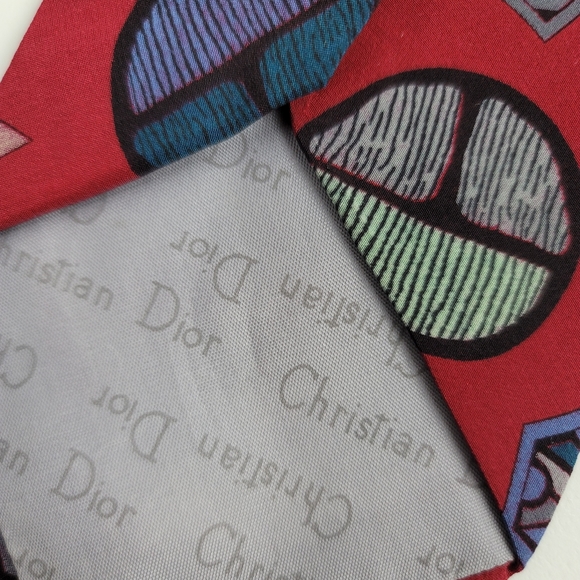 Vintage Christian Dior Monsieur Abstract Red Tie - Picture 2 of 7